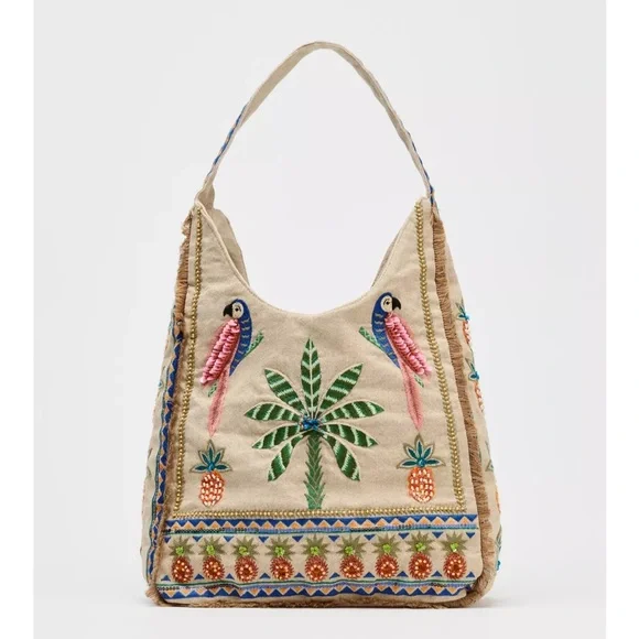 Zara NWT beaded shopper bag 6083/510 - Picture 2 of 9